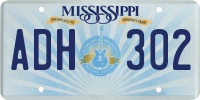 MS license plate ADH302