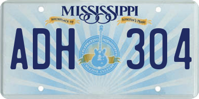 MS license plate ADH304