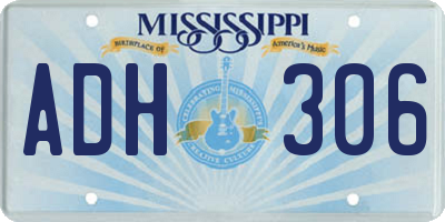 MS license plate ADH306