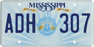 MS license plate ADH307