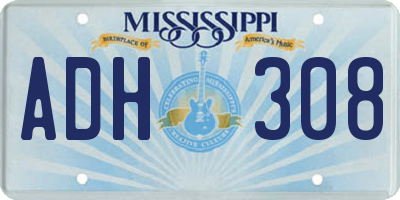 MS license plate ADH308