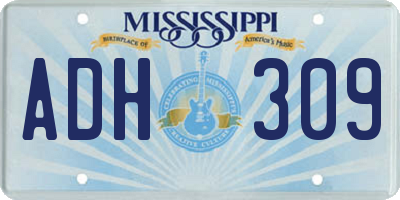 MS license plate ADH309