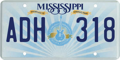 MS license plate ADH318