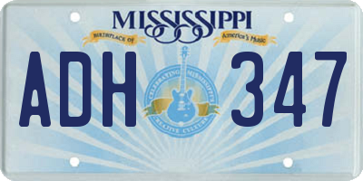 MS license plate ADH347