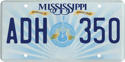 MS license plate ADH350