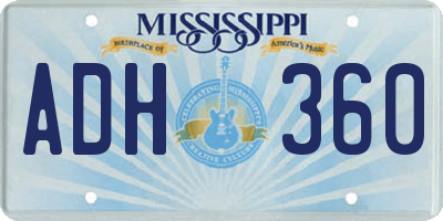 MS license plate ADH360