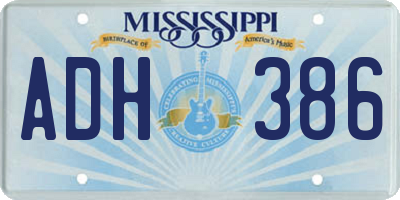 MS license plate ADH386