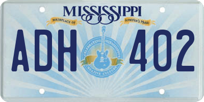 MS license plate ADH402