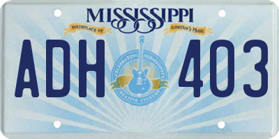 MS license plate ADH403