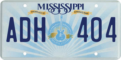 MS license plate ADH404
