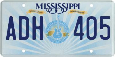 MS license plate ADH405