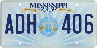 MS license plate ADH406