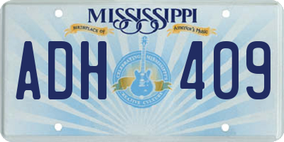 MS license plate ADH409