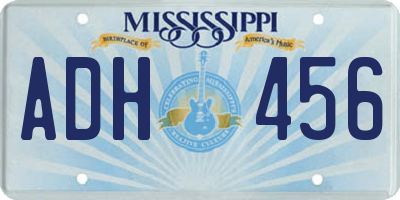 MS license plate ADH456