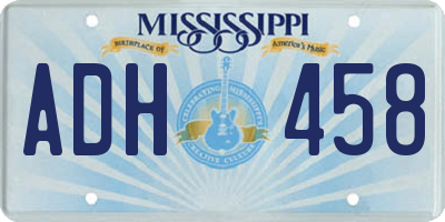 MS license plate ADH458