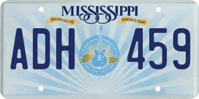 MS license plate ADH459