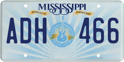 MS license plate ADH466