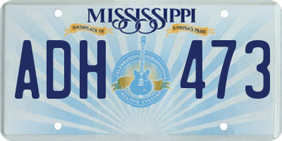 MS license plate ADH473