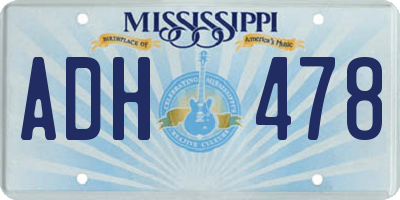 MS license plate ADH478