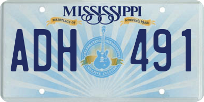 MS license plate ADH491