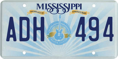 MS license plate ADH494