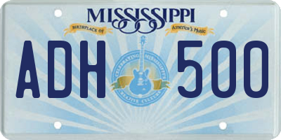 MS license plate ADH500