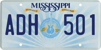 MS license plate ADH501
