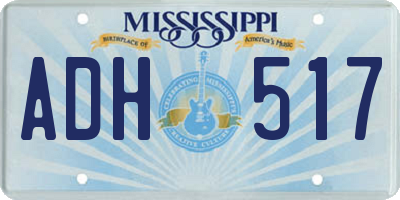 MS license plate ADH517