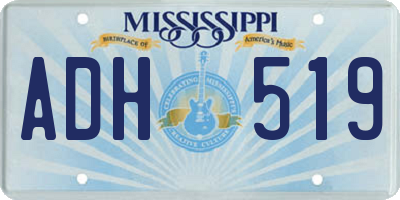 MS license plate ADH519