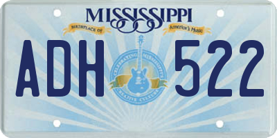 MS license plate ADH522