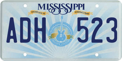 MS license plate ADH523