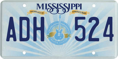 MS license plate ADH524