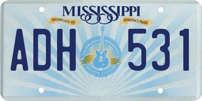 MS license plate ADH531