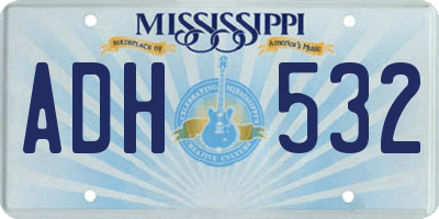 MS license plate ADH532