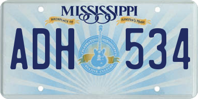 MS license plate ADH534