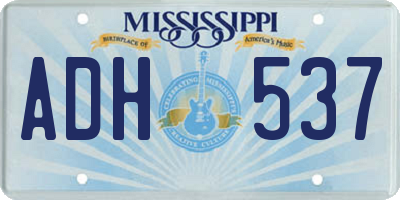 MS license plate ADH537