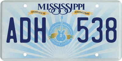 MS license plate ADH538