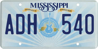 MS license plate ADH540