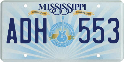 MS license plate ADH553