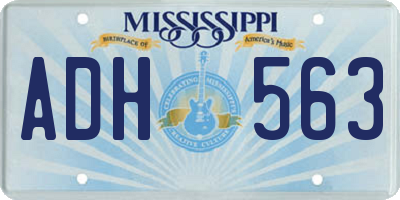 MS license plate ADH563