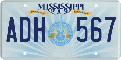 MS license plate ADH567