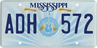 MS license plate ADH572