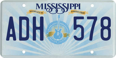 MS license plate ADH578