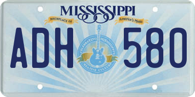 MS license plate ADH580