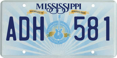 MS license plate ADH581