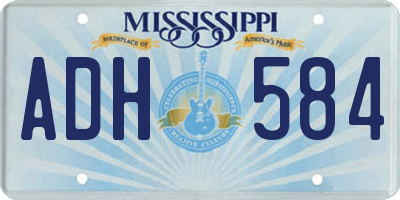 MS license plate ADH584