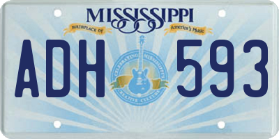 MS license plate ADH593