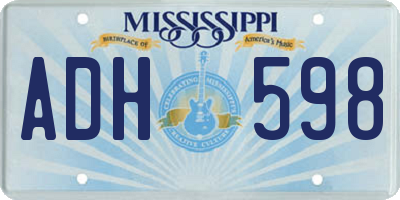 MS license plate ADH598