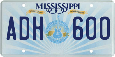 MS license plate ADH600
