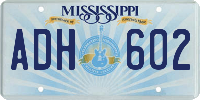 MS license plate ADH602